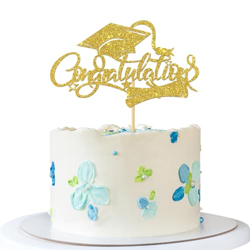 Tortenaufsatz mit Aufschrift "Congratulations Graduation", glitzernd, goldfarben Tortenaufsatz mit Aufschrift "Congratulations Graduation", glitzernd, goldfarben von MERRSHIN