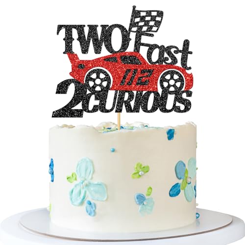 Two Fast 2 Curious Torten-Topper Rennwagen, Karo-Flagge, Tortenartikel, Rennwagen, Geburtstagsfeier, Sportveranstaltung, schwarz-rot glitter Two Fast 2 Curious Torten-Topper Rennwagen, Karo-Flagge, Tortenartikel, Rennwagen, Geburtstagsfeier, Sportveranstaltung, schwarz-rot glitter von MERRSHIN