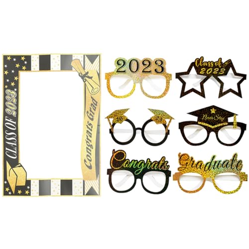 MERRYHAPY 1 Satz Abschlusspapierbrille Bilderrahmen Abschlussbrillen Requisiten Abschlussfeier Foto Requisiten Gläser Ornament Dekor Selfie-Requisiten Partyzubehör Hochzeit Geschenk Stock von MERRYHAPY