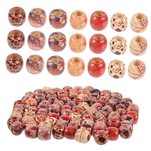 MERRYHAPY 100 Stück Holzperlen für Dreadlocks und Zöpfe Haaraccessoires für DIY Bastelbedarf für Natürliche Looks für Armbänder und Handarbeiten von MERRYHAPY