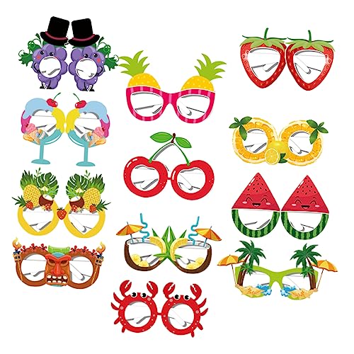 MERRYHAPY 12 Stück Teiliges Sommer Sonnenbrillen mit Früchte für Lustige Foto Requisiten für Strandpartys Hochzeiten und Tropische Feiern für Unvergessliche von MERRYHAPY