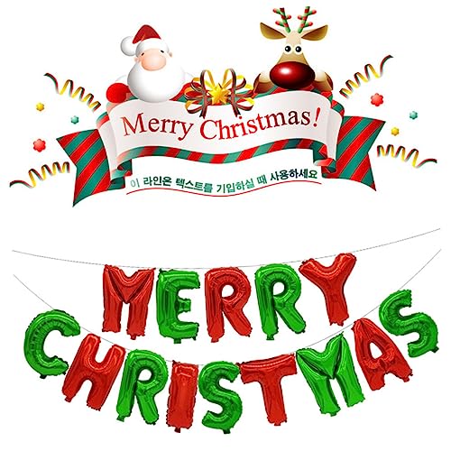 MERRYHAPY 2 Sets Weihnachts Folienballons MERRY CHRISTMAS Buchstaben Banner Festliche Feiertagsdekorationen Mit Satinband Und MERRYHAPY 2 Sets Weihnachts Folienballons MERRY CHRISTMAS Buchstaben Banner Festliche Feiertagsdekorationen Mit Satinband Und von MERRYHAPY