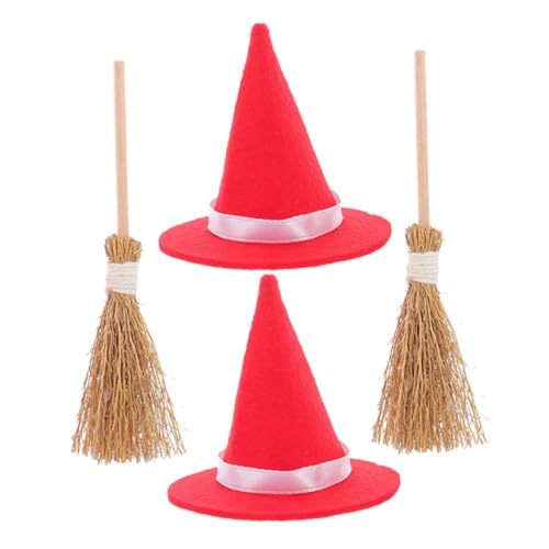 MERRYHAPY 2 Sets Miniatur-hexenhüte Natürliches Besen-set Für Halloween-dekorationen von MERRYHAPY