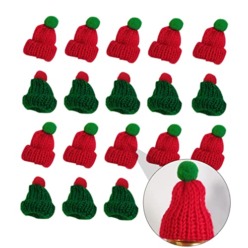 MERRYHAPY DIY Liefert 20 Stück Mini-Beanie-Strick-Weihnachtsmütze Miniatur-Weihnachtsmützen Wollmütze Ornamente Puppenmütze Weihnachtsmann-Mütze Wolldekoration Kleidung Dekoration von MERRYHAPY