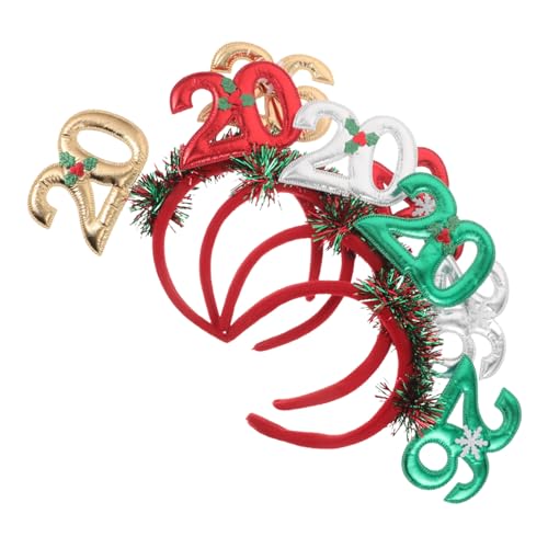 MERRYHAPY 4 Stück Teiliges Silvester Stirnband mit Glitzerndem Finish Bunte Party-haarbänder für Damen Leichtes Year Eve Accessoire Festlicher Kopfschmuck für Neujahrsfeiern von MERRYHAPY
