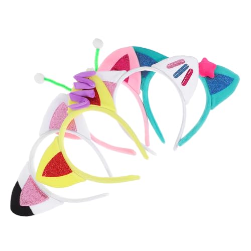MERRYHAPY 5 Stück Teiliges Katzenohren Haarband Glitzerndes Leichtes Party accessoire in Bunten Farben Bequemes Cosplay Kostüm Stirnband für Mädchen für Halloween Karneval und von MERRYHAPY