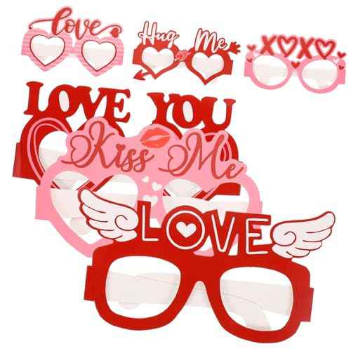 MERRYHAPY 6St Valentinsbrille Sonnenbrillen für Mädchen Partyzubehör Gläser rosa Dekor Partybevorzugungsbrille Valentinstag Brillen Herzförmig Requisiten Partybedarf Brillengestelle Braut von MERRYHAPY