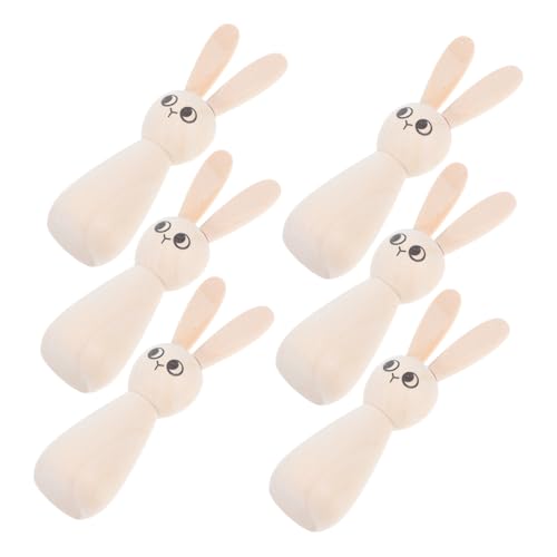 MERRYHAPY 6pcs Unvollendetes Holz Kaninchen -peg -puppen Für Ostern DIY Craft Home Party Dekoration Natürliche Leere Tierfiguren Für Kinder Und Erwachsene von MERRYHAPY