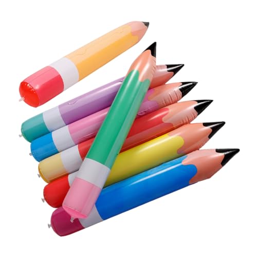 MERRYHAPY 7 Stück Teiliges Aufblasbare PVC Bleistift Deko Bunte Jumbo Bleistifte Leichte Schulanfangs Dekoration für Klassenzimmer Party und Foto Requisiten Vielseitig und Sicher von MERRYHAPY