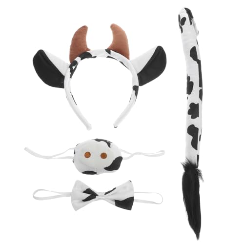 MERRYHAPY Cosplay Kuh Kopfband mit Schleife Falscher Nase und Teiliges Tierkostüm Zubehör für Vielseitig für Halloween Fasching und Kostümpartys von MERRYHAPY
