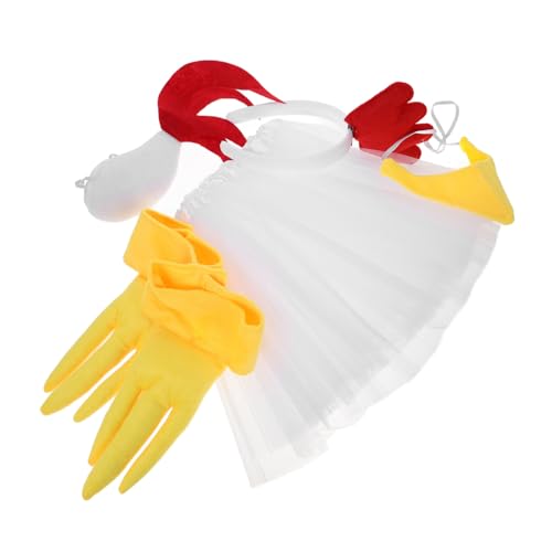 MERRYHAPY Festliches Hühner cosplay set Weißes Küken Kostüm Zubehör für Halloween Karneval Party Hühner stirnband mit Weißem Federdesign und Weißem Tüllrock von MERRYHAPY