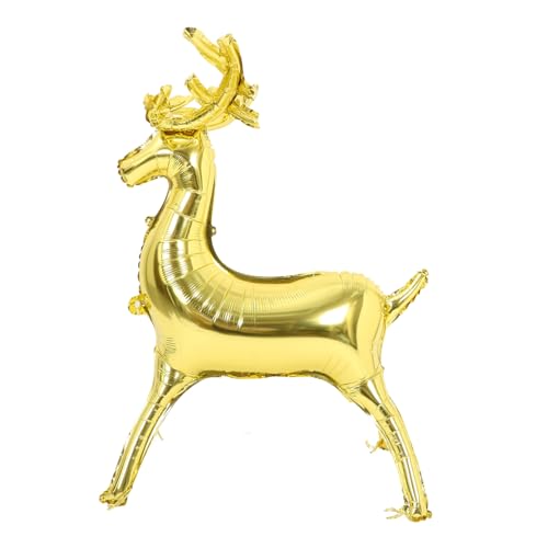 MERRYHAPY Großer Aufblasbarer Rentier Folienballon in Gold für Weihnachtsdeko Party Lebensecht Geformt Stehender Metallic Luftballon für Innen und Außen Festliche Xmas Dekoration von MERRYHAPY