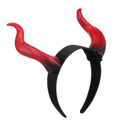 MERRYHAPY Teufelshörner Stirnband Halloween Haarreif mit Rotem und Schwarzem Stoffbezug Strapazierfähiges Demon Horns Headband für Damen Herren Teen Vielseitiges Accessoire für Karneval von MERRYHAPY
