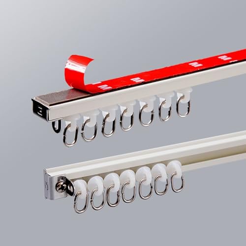 Vorhangschiene Selbstklebende Decken-Vorhangschiene 1m 1.5m Gardinenschiene aus Aluminium Deckenschiene mit stummen Rollen für Duschfenster, Wohnmobil-Raumteiler, Privatsphäre und Heimdekoration(White Vorhangschiene Selbstklebende Decken-Vorhangschiene 1m 1.5m Gardinenschiene aus Aluminium Deckenschiene mit stummen Rollen für Duschfenster, Wohnmobil-Raumteiler, Privatsphäre und Heimdekoration(White von MERUNNRY