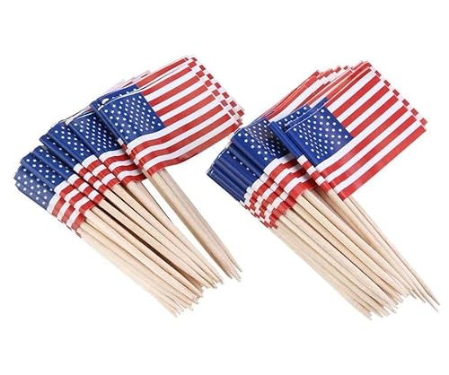 100 Stück Amerika Zahnstocher,USA Zahnstocher Flaggen,Amerika Deko Fahne Klein,USA Deko Party Spieße Fingerfood,Cocktail Zubehör für Sandwiches,Cupcakes,Geschirr-Dekorationen 100 Stück Amerika Zahnstocher,USA Zahnstocher Flaggen,Amerika Deko Fahne Klein,USA Deko Party Spieße Fingerfood,Cocktail Zubehör für Sandwiches,Cupcakes,Geschirr-Dekorationen von MERVYNGLYNNHUNTER