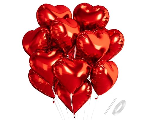 12 Stück Herz Folienballons Rot, 18 Zoll Herzluftballons, Herz Luftballon Helium, Herzballons Rot Herzform Folienluftballon, Geeignet für Geburtstag Brautdusche Valentinstag 12 Stück Herz Folienballons Rot, 18 Zoll Herzluftballons, Herz Luftballon Helium, Herzballons Rot Herzform Folienluftballon, Geeignet für Geburtstag Brautdusche Valentinstag von MERVYNGLYNNHUNTER