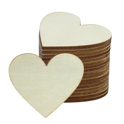 150 Stück Herzform Holzspan, 50 mm natürliche einfache Holzherzscheiben, DIY Holzherzspan, für Heimdekoration, Party, Geschenkverpackung, Desktop-Dekoration von MERVYNGLYNNHUNTER