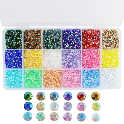 18 Farben 3 mm flache Rückseite Harz Kristall Rhinestones,Strasssteine Glitzersteine zum basteln,Bedazzler Kit für Handwerk Nägel Kleidung Gesicht Schuhe Tumblers Dekoration von MERVYNGLYNNHUNTER