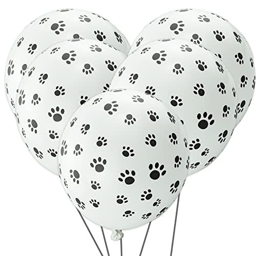 24 Luftballons mit Pfotenmotiv – schwarz-weißes Tiermotiv-Hunde-Partyzubehör für Kinder, Welpen, Geburtstag 24 Luftballons mit Pfotenmotiv – schwarz-weißes Tiermotiv-Hunde-Partyzubehör für Kinder, Welpen, Geburtstag von MERVYNGLYNNHUNTER