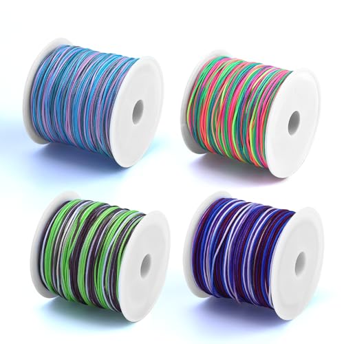 4 STK. 180m Nylonschnur für armbänder, 0.8mm Nylon-Regenbogenseil, Knüpfgarn Schnur Nylonfaden Perlen-Seil für Schmuckherstellung, Zierkordel, Halskette, DIY Handwerk von MERVYNGLYNNHUNTER