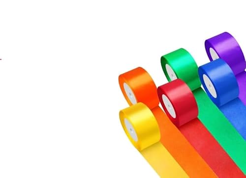 7 Stück (6 Farben) Regenbogen Satinband,Breit Bunte Stoffbänder, Große Seidenbänder zum Aufhängen für Geschenkverpackungen Basteln DIY Nähen Haarschleife Geburtstag Stuhl Party von MERVYNGLYNNHUNTER