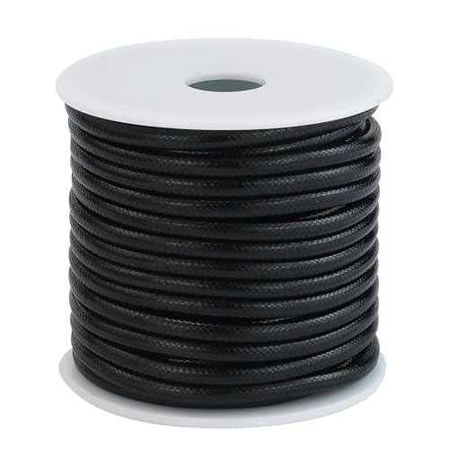 8.0m Geflochtene Lederschnur, Schwarz Leather Cord Chain, 3mm Runde Lederriemen Meterware,Lederband Kette Lederbänder für DIY Handwerk (Black) von MERVYNGLYNNHUNTER