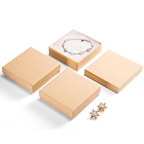 Mesha Pappschachtel für Schmuck und Geschenke, 8,9 x 8,9 x 2,5 cm, Braun, mit Baumwollfutter, 20 Stück von MESHA