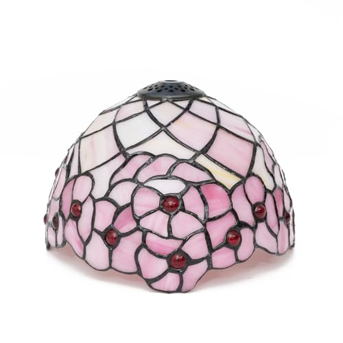 Tiffany Lampenschirm-Ersatz, 20,3 cm, klein, Buntglas, Deckenleuchte, Lampenschirm, rosa Kirschblüte, Vintage-Stil, Art-Deco, für Tischlampen, Pendelleuchte von MESOVFCA