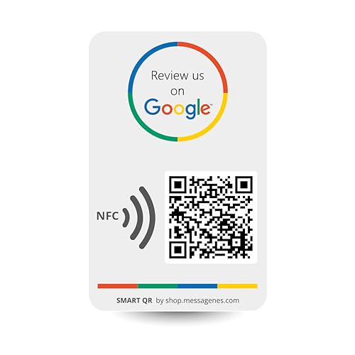 MESSAGENES | Aufkleber Google mit QR und NFC | Schilder Bewertung NFC und QR Code | 1 Rechteckige Einheit | Google Review | Bewertungen in 1 Klick | Erhöht Bewertungen in Google Ihrer Business von MESSAGENES