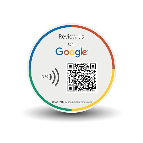 MESSAGENES | Aufkleber Google mit QR und NFC | Schilder Bewertung NFC und QR Code | 1 Runde Einheit | Google Review | Bewertungen in 1 Klick | Erhöht Bewertungen in Google Ihrer Business von MESSAGENES