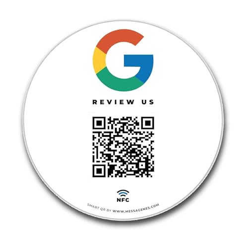 MESSAGENES | Aufkleber Google mit QR und NFC | Schilder Bewertung NFC und QR Code | 1 Runde Einheit | Google Review | Bewertungen in 1 Klick | Erhöht Bewertungen in Google Ihrer Business von MESSAGENES