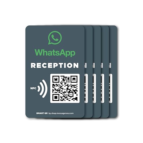 MESSAGENES Personalisierbarer WhatsApp-Aufkleber QR und NFC | Kundendienst | 5 Aufkleber in NFC-Kartengröße | Verbinden Sie Ihre Kunden mit Whatsapp | Empfangslösung MESSAGENES Personalisierbarer WhatsApp-Aufkleber QR und NFC | Kundendienst | 5 Aufkleber in NFC-Kartengröße | Verbinden Sie Ihre Kunden mit Whatsapp | Empfangslösung von MESSAGENES