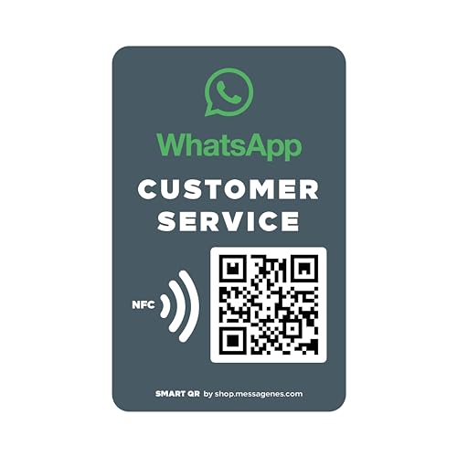 MESSAGENES | WhatsApp QR & NFC Personalisierbare Rezeption Aufkleber | 1 Stück Aufkleber Größe 12x8cm | Verbinden Sie Ihre Kunden mit WhatsApp | Empfangslösung von MESSAGENES