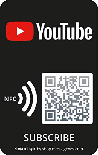 MESSAGENES | YouTube Aufkleber | 1 Einheit Kartengröße | Mehrzweck-Aufkleber und Smart QR - NFC | Erhöht Anhänger und fördert Ihren Kanal | Der Smart QR erlaubt beliebige Wiederverwendung von MESSAGENES
