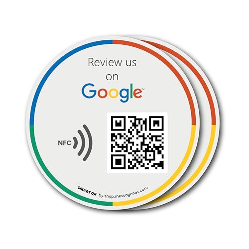 Wiederverwendbare Rezensions-Aufkleber für Google-Rezensionen, 2 Aufkleber, QR & Tap NFC-Aufkleber, Review Us on Google Tap-Aufkleber, iPhone & Android, Boost My Reviews Aufkleber, Einrichtung zu Wiederverwendbare Rezensions-Aufkleber für Google-Rezensionen, 2 Aufkleber, QR & Tap NFC-Aufkleber, Review Us on Google Tap-Aufkleber, iPhone & Android, Boost My Reviews Aufkleber, Einrichtung zu von MESSAGENES