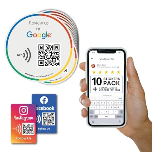 Wiederverwendbarer Rezensions-Aufkleber für Google-Rezensionen, 10 Aufkleber, QR & Tap NFC-Aufkleber, Überprüfung uns auf Google Tap-Aufkleber, iPhone & Android, Boost, My Reviews Aufkleber, zu Hause Wiederverwendbarer Rezensions-Aufkleber für Google-Rezensionen, 10 Aufkleber, QR & Tap NFC-Aufkleber, Überprüfung uns auf Google Tap-Aufkleber, iPhone & Android, Boost, My Reviews Aufkleber, zu Hause von MESSAGENES