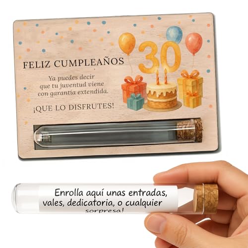 30. Geburtstag Frau, 30. Geburtstag Mann - Überraschungsgeschenkkarte - originelles Geschenk aus Holz mit Tube zum Überraschen mit Gutscheinen, Eintrittskarten oder Nachrichten von METACREART