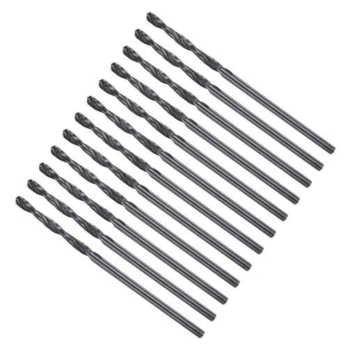 METALLIXITY Bohrer (1,7 mm) 12 Stück, 4241 Hochgeschwindigkeitsstahl Gerader Schaft Nitrierung Schwarz 118° für Holz Kunststoff Eisen Kupfer Aluminium Weichmetall von METALLIXITY