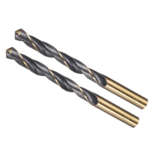 METALLIXITY Bohrer (10,5mm) 2Stk, 4341 HSS Spiralbohrer, Gerader Schaft, 118° Schwarz-Gold-Finish für Kupfer Aluminium Holz Kunststoff Mittelhartmetall von METALLIXITY