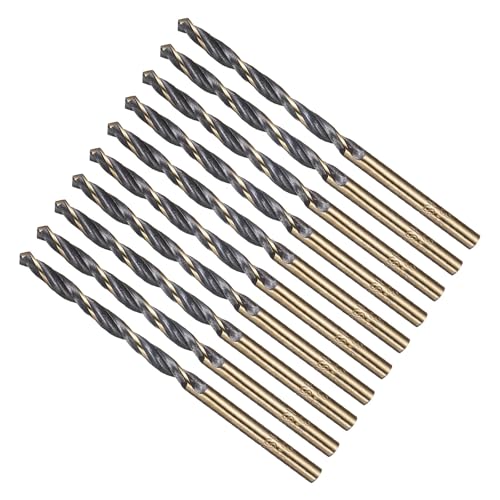METALLIXITY Bohrer (3,5mm) 10Stk, 4341 HSS Spiralbohrer, Gerader Schaft, 118° Schwarz-Gold-Finish für Kupfer Aluminium Holz Kunststoff Mittelhartmetall von METALLIXITY