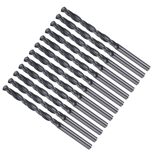 METALLIXITY Bohrer (4,1 mm), 12 Stück, 4241 Hochgeschwindigkeitsstahl, gerader Schaft, Nitrieren, schwarz, 118 °, für Holz, Kunststoff, Eisen, Kupfer, Aluminium, niedriges weiches Metall von METALLIXITY