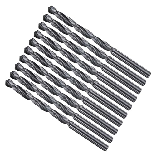 METALLIXITY Bohrer (4,4 mm) 10 Stück, 4241 Hochgeschwindigkeitsstahl Gerader Schaft Nitrierung Schwarz 118° für Holz Kunststoff Eisen Kupfer Aluminium Weichmetall von METALLIXITY