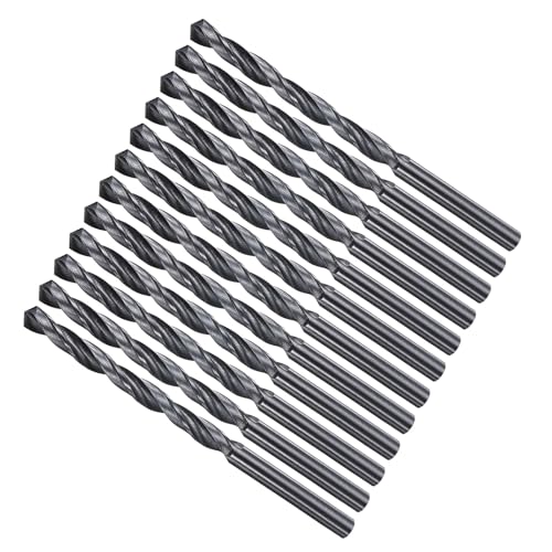 METALLIXITY Bohrer (4,4 mm) 12 Stück, 4241 Hochgeschwindigkeitsstahl Gerader Schaft Nitrierung Schwarz 118° für Holz Kunststoff Eisen Kupfer Aluminium Weichmetall von METALLIXITY