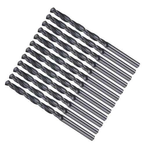 METALLIXITY Bohrer (4,9mm) 12Stk, 4241 HSS Spiralbohrer, Gerader 118° Stahlbohrer Titannitrid-Beschichtung für Holz Kunststoff Eisen Kupfer Aluminium Niedrig Weichmetall von METALLIXITY
