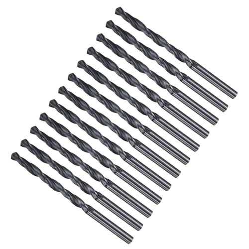 METALLIXITY Bohrer (5,6 mm) 12 Stück, 4241 Hochgeschwindigkeitsstahl Gerader Schaft Nitrierung Schwarz 118° für Holz Kunststoff Eisen Kupfer Aluminium Weichmetall von METALLIXITY