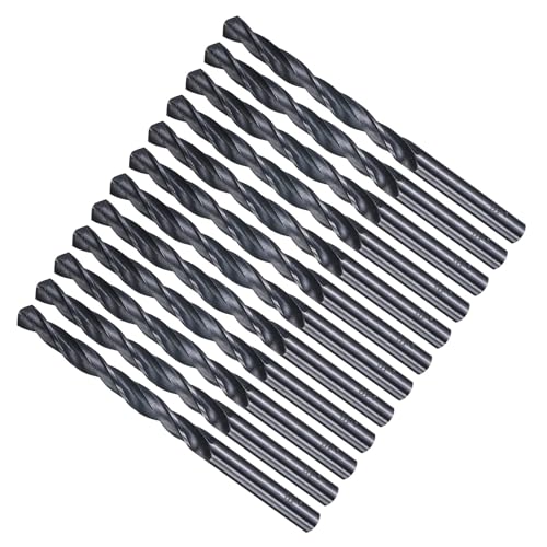 METALLIXITY Bohrer (5,8 mm) 12 Stück, 4241 Hochgeschwindigkeitsstahl Gerader Schaft Nitrierung Schwarz 118° für Holz Kunststoff Eisen Kupfer Aluminium Weichmetall von METALLIXITY