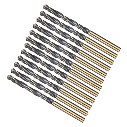 METALLIXITY Bohrer (5mm) 12Stk, 4341 HSS Spiralbohrer, Gerader Schaft, 118° Schwarz-Gold-Finish für Kupfer Aluminium Holz Kunststoff Mittelhartmetall von METALLIXITY