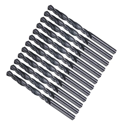 METALLIXITY Bohrer (6,1 mm) 12 Stück, 4241 Hochgeschwindigkeitsstahl Gerader Schaft Nitrierung Schwarz 118° für Holz Kunststoff Eisen Kupfer Aluminium Weichmetall von METALLIXITY
