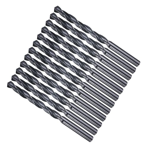 METALLIXITY Bohrer (6,7 mm) 12 Stück, 4241 Hochgeschwindigkeitsstahl Gerader Schaft Nitrierung Schwarz 118° für Holz Kunststoff Eisen Kupfer Aluminium Weichmetall von METALLIXITY