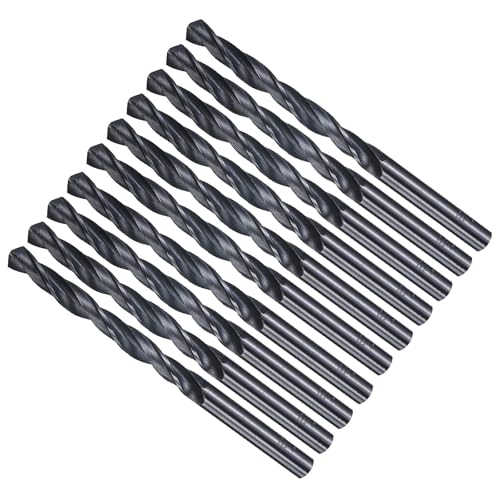 METALLIXITY Bohrer (6mm) 10 Stück, 4241 Hochgeschwindigkeitsstahl Gerader Schaft Nitrierung Schwarz 118° für Holz Kunststoff Eisen Kupfer Aluminium Weichmetall von METALLIXITY